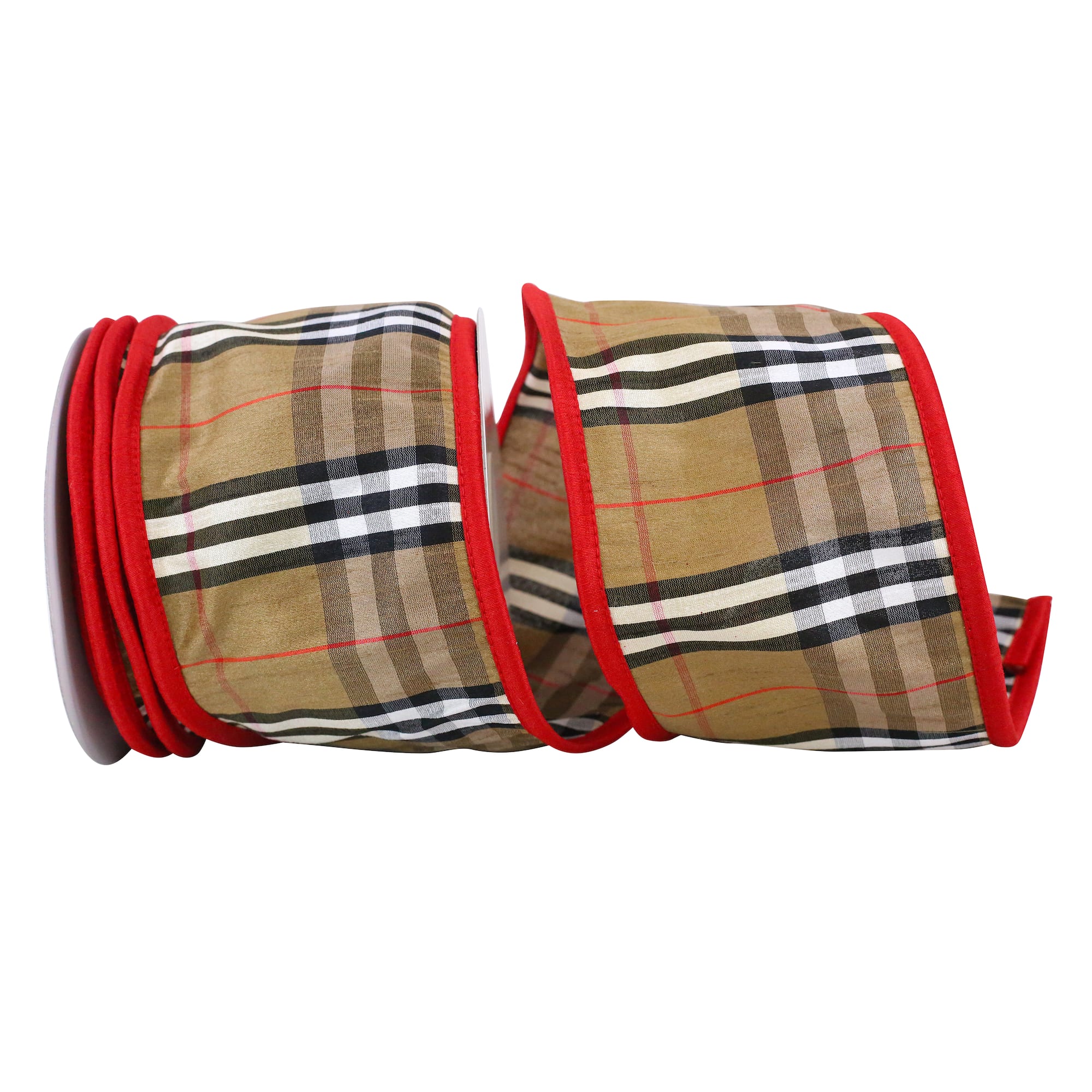 JAM Paper 4" x 10yd. Wired Burbank Plaid Ribbon